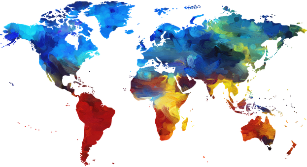 Map of the world for outsourcing laboratory testing and scientific research