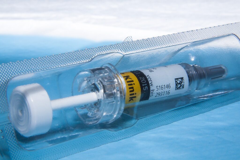 Hypodermic needed in clear sterile packaging