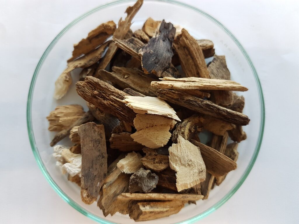 Woodchips in glass bowl representing biomass
